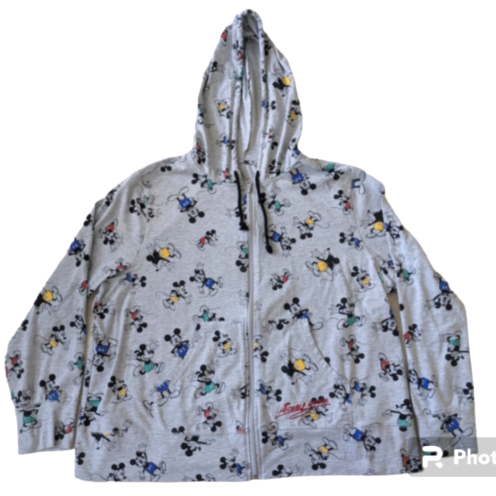 Disney Parks hoodie jacket Mickey Mouse pockets zip front embroidery XXL